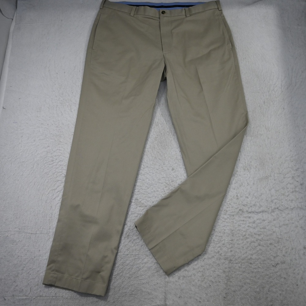 Brooks Brothers Chino Pants Mens 37x32 Clark Fit Beige Advantage Stretch - Picture 2 of 9